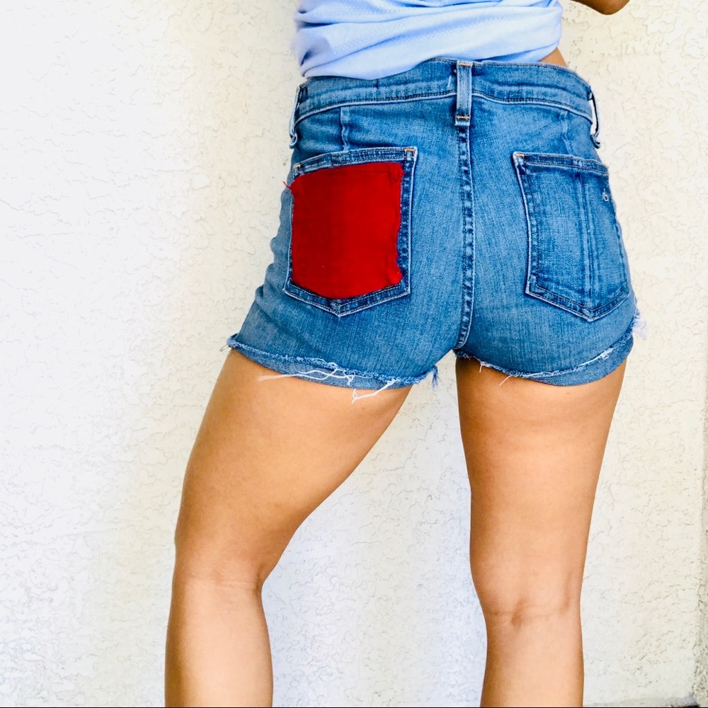 Rag & Bone Distressed Red Pocket Shorts